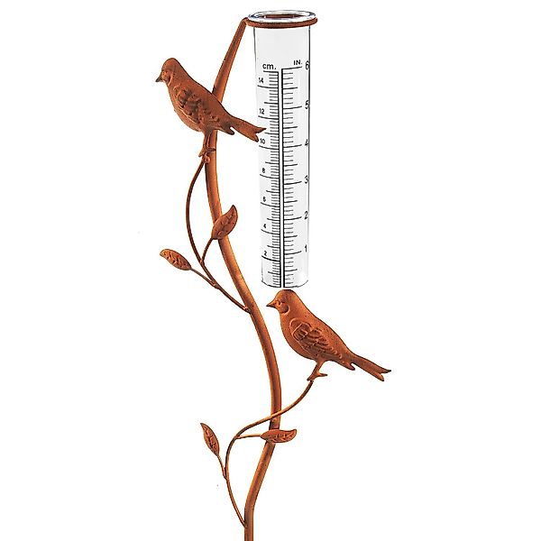 Kobolo Gartenstecker RUSTY BIRDS in Rostoptik mit Niederschlagsmesser günstig online kaufen