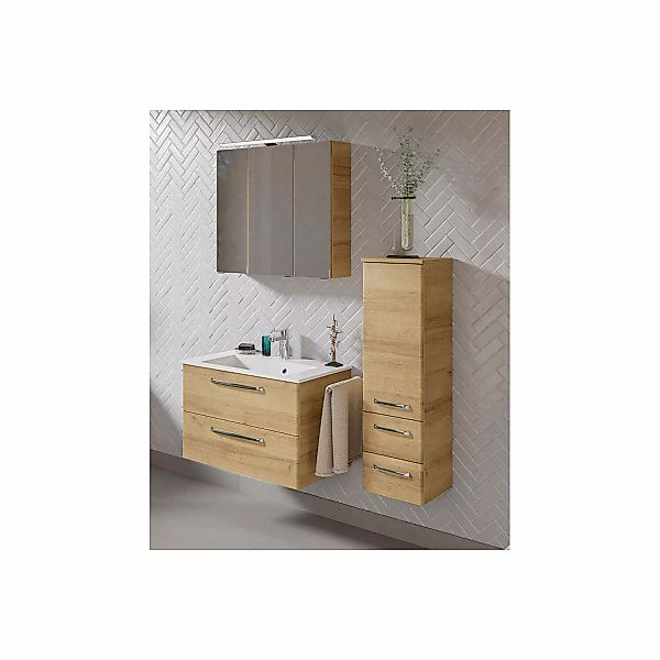 Badezimmer Set inkl. LED Aufbauleuchte TRENTO-66 in Riviera Eiche Nb., B/H/ günstig online kaufen