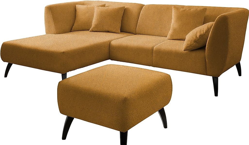 INOSIGN Ecksofa »Colori L-Form«, Holzfußfarbe wählbar, inkl. 4x Zierkissen günstig online kaufen