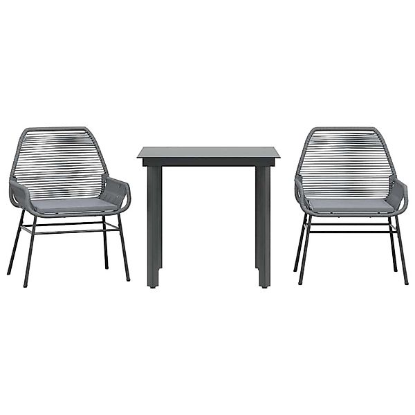 vidaXL 3-Tlg Garten-Essgruppe mit Kissen Grau Poly Rattan Glas 3334576 günstig online kaufen