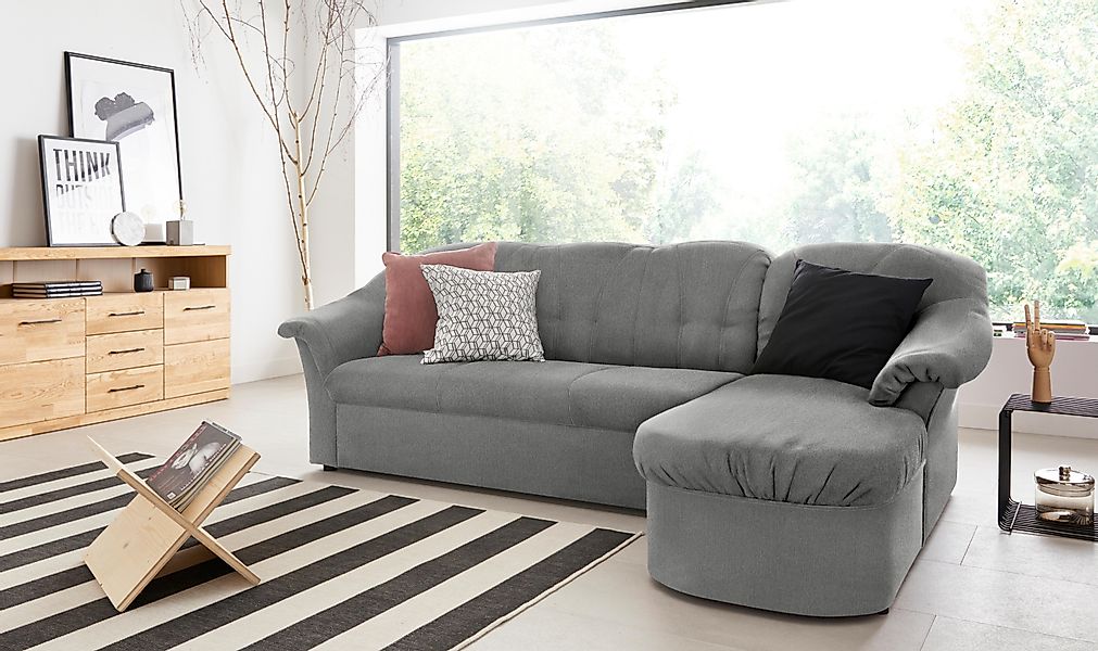 DOMO collection Ecksofa »Pegnitz, elegante Rückensteppung, kompakte Stellma günstig online kaufen