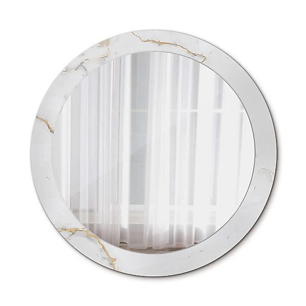 Tulup Spiegel mit Motivdruck Weißer Marmor Runder Spiegel 80x80 cm Aufdruck günstig online kaufen