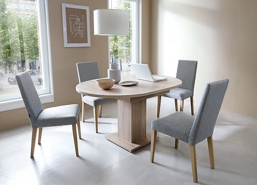 designimpex Esstisch Design WM-100 Sonoma Eiche rund ausziehbar 100 - 140 c günstig online kaufen