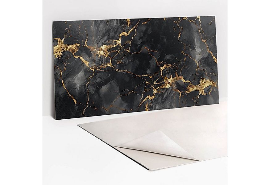 Tulup Wandpaneel Küchenrückwand Marmorstein & Gold 100x50cm Vinylfliesen Se günstig online kaufen