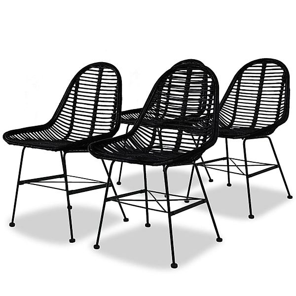 vidaXL Esszimmerstühle 4 Stk Natur Rattan Schwarz 244572 günstig online kaufen