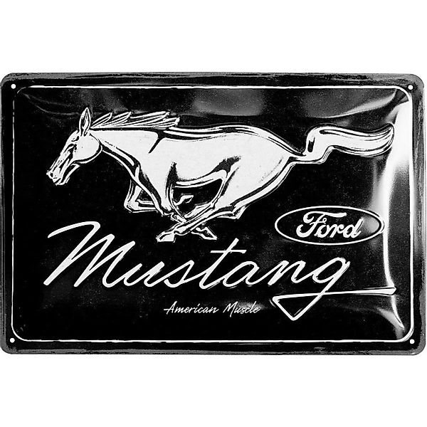 Nostalgic-Art Blechschild 20 x 30cm - Ford - Ford Mustang - Horse Logo Blac günstig online kaufen