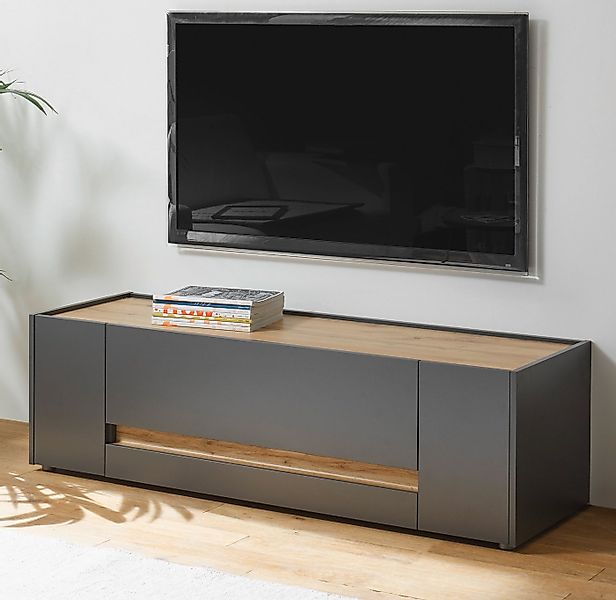 Furn.Design Lowboard Center (TV Unterschrank in grau mit Eiche, 140 cm), vi günstig online kaufen