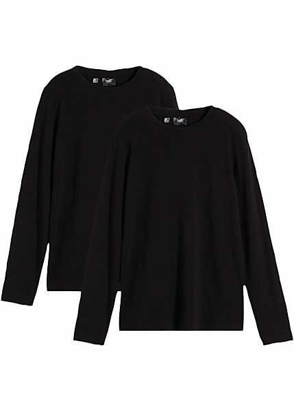 bonprix Langarmshirt "Langarmshirt mit reiner Baumwolle (2er Pack)" Packung günstig online kaufen