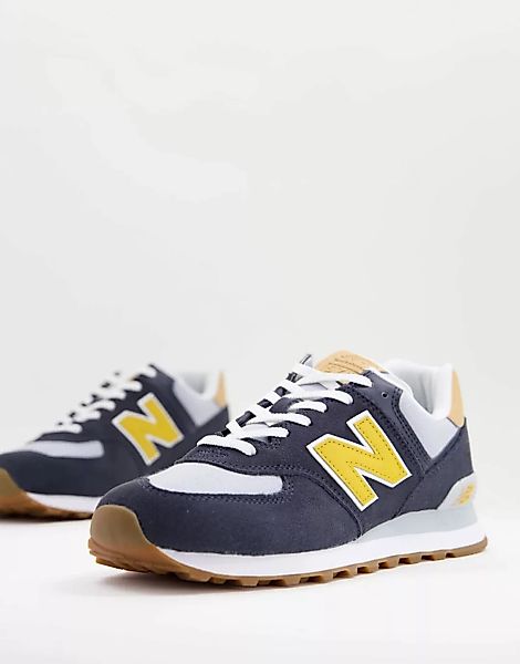 New Balance – 574 – Sneaker in Marineblau/Gelb günstig online kaufen