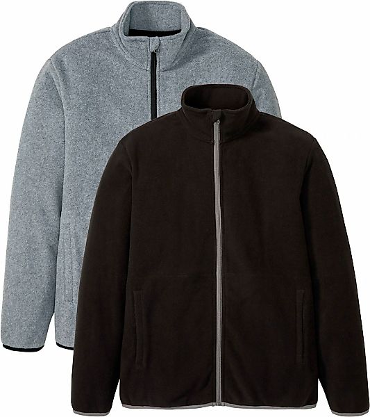 bonprix Fleecejacke Packung, 2 Stk. tlg. ohne Kapuze unifarbenes Design mit günstig online kaufen