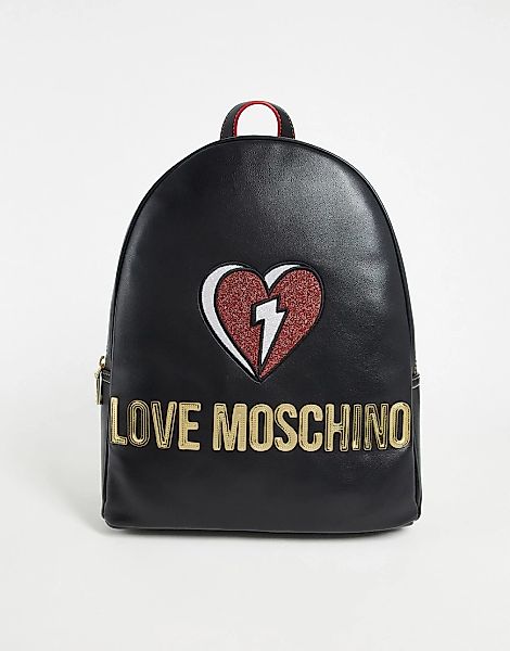 Love Moschino – Rucksack in Schwarz mit Herz und Logo günstig online kaufen