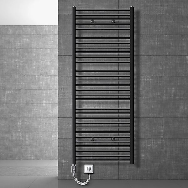 LuxeBath Badheizkörper Elektrisch 750x1800 mm Anthrazit Gerade Heizstab 120 günstig online kaufen