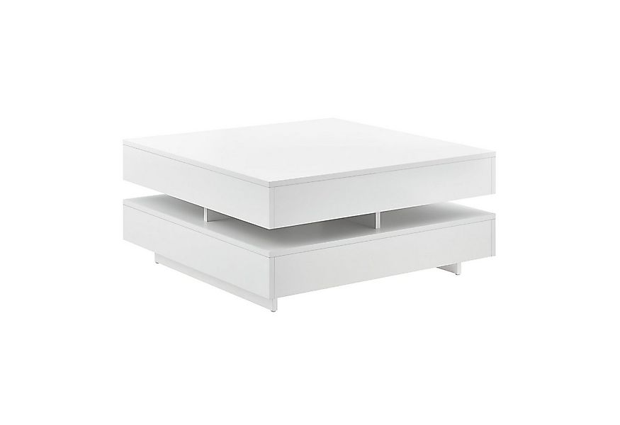 en.casa Couchtisch, »Märsta« Wohnzimmertisch mit Ablagefächern hochglanz we günstig online kaufen