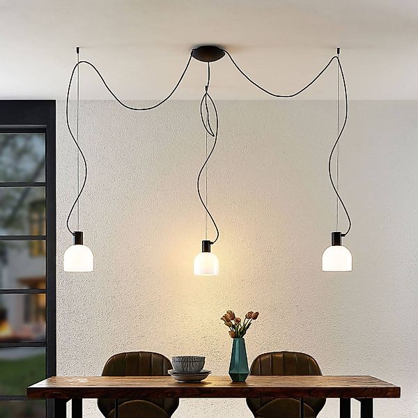 Lucande Serina Hängelampe, dreiflammig, Glas weiß günstig online kaufen