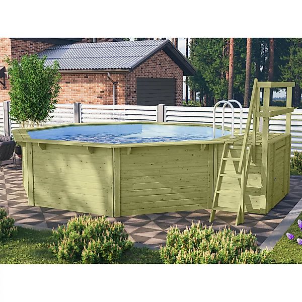 Karibu Pool Modell 2 Set inkl. Filteranlage Skimmer mit Sonnenterrasse günstig online kaufen