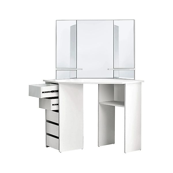 ML-Design Eckschminktisch Weiß mit 3 Spiegel 110 x 141,5 x 54 cm aus MDF Ho günstig online kaufen