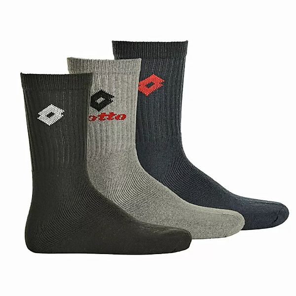 LOTTO 3 Paar Tennis Socken Unisex, Frottee-Sportsocken, Einfarbig Schwarz/G günstig online kaufen