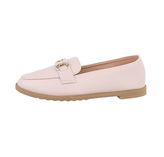 Ital-Design Damen Mokassins Freizeit Slipper Blockabsatz Mokassins in Beige günstig online kaufen