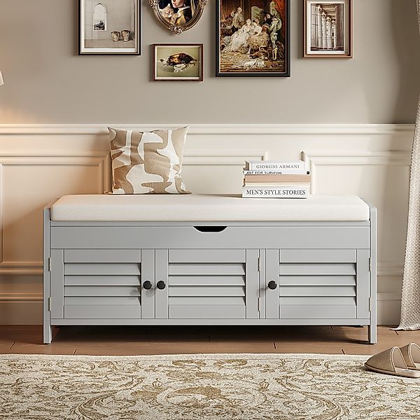 STILVORA Schuhbank mit 3 Jalousietür,Schuhbank Schuhregal günstig online kaufen