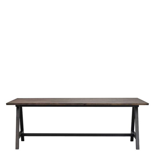 Hochwertiger Küchentisch in Eiche Braun Metallgestell in A Form günstig online kaufen