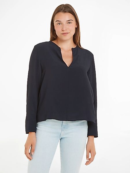 Tommy Hilfiger Langarmbluse "VISCOSE CREPE V-NECK BLOUSE", in Unifarbe günstig online kaufen