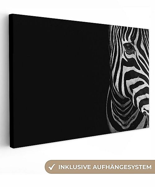 OneMillionCanvasses® Leinwandbild Tiere - Zebra - Schwarz - Weiß, Fotodruck günstig online kaufen