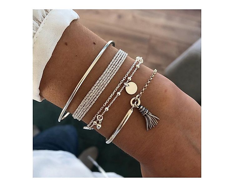 The Beauty House Armband Set Elegante silberfarbige Armbände für Damen – Mo günstig online kaufen