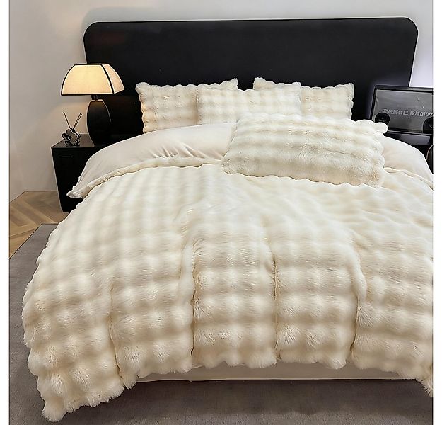 wohnTRAUM24 Bettwäsche Winter Plüsch Bettwäsche 135x200 aus Flauschig Kanin günstig online kaufen