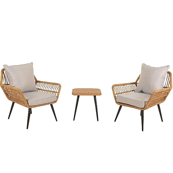 Proregal Poly-Rattan Garnitur HxBxT 78x64x72 cm Sitzhöhe 41cm Hellgrau Balk günstig online kaufen