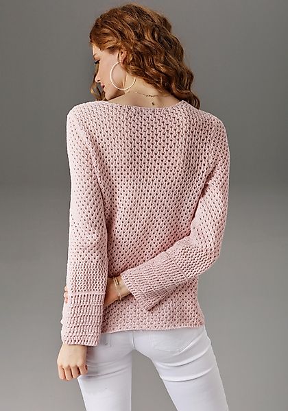 Aniston CASUAL Rundhalspullover, mit trendig gemixten Ajour-Mustern günstig online kaufen