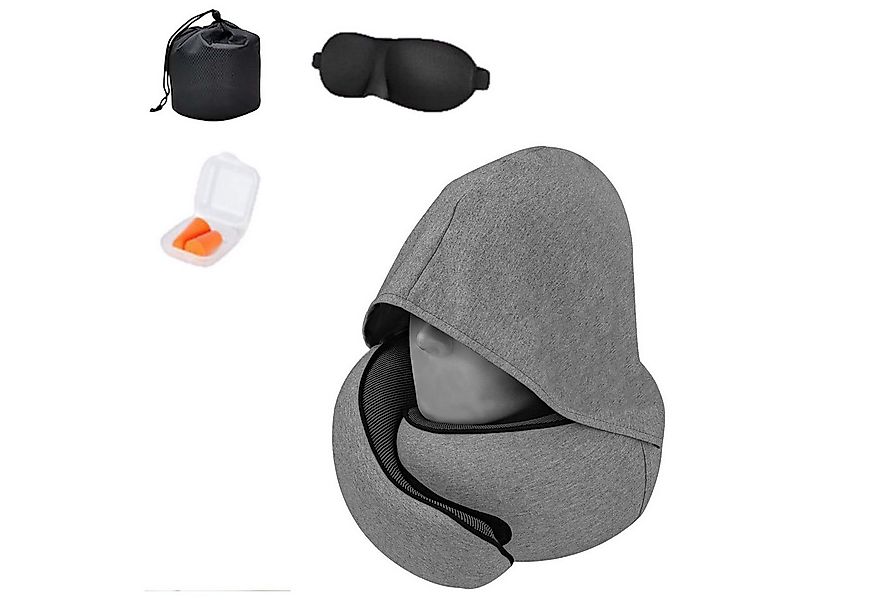 OKWISH Nackenkissen Reise-Nackenkissen mit Kapuze aus Memory-Foam, Ergonomi günstig online kaufen