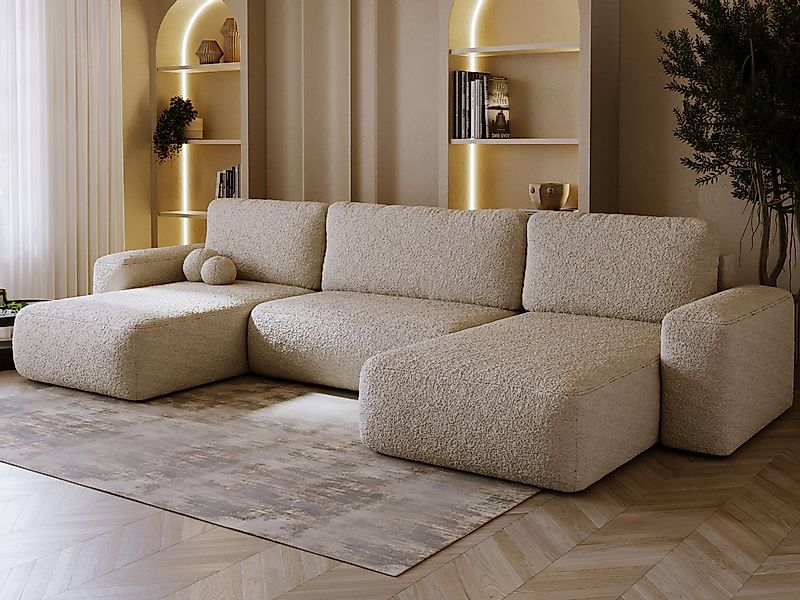 Compleo Ecksofa U-form, Japandi Design, Teddy- Boucle TEDIS, bequem günstig online kaufen