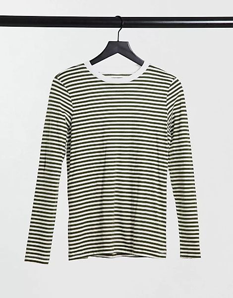 Selected Femme – Perfect – T-Shirt mit langen Ärmeln und khakifarbenem Stre günstig online kaufen