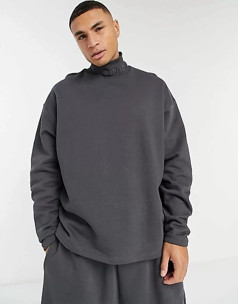 ASOS DESIGN – Oversize-Sweatshirt aus robustem Stoff mit geripptem, bestick günstig online kaufen