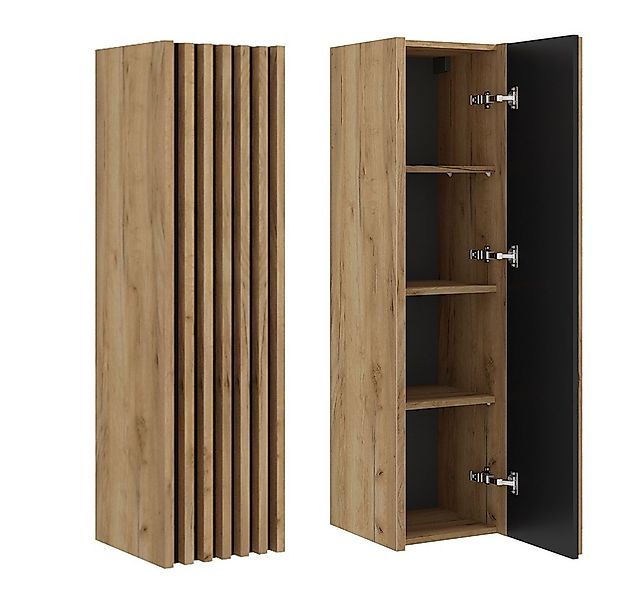 Lomadox Hochschrank LUCCA-107 in Eiche Nb. mit Lamellen-Front, B/H/T: 34/12 günstig online kaufen