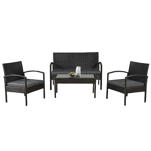 Juskys Gartenlounge-Set Trinidad, (4-tlg., Sitzgruppe), Polyrattan günstig online kaufen
