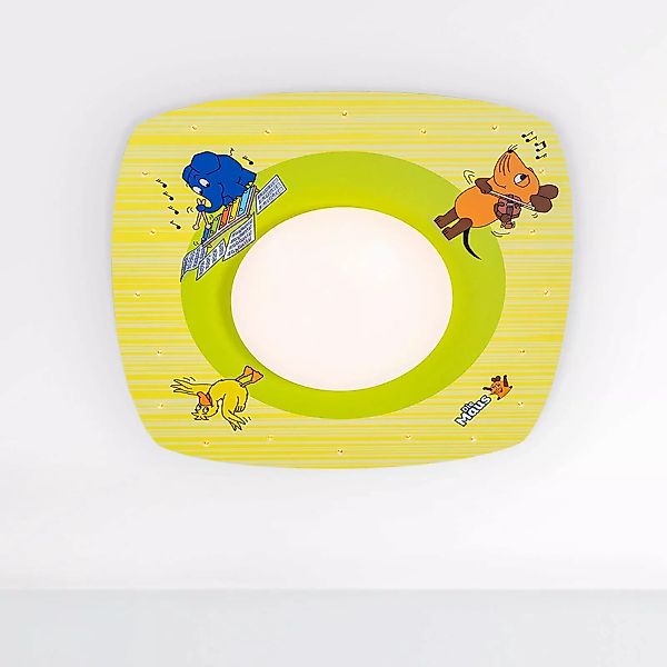 LED-Deckenleuchte Maus, gelb, Ø 58 cm, Holz günstig online kaufen