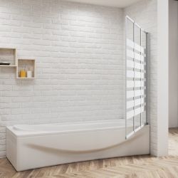 Duschparadies Duschwand 130*140cm hellweißAufsatz Duschabtrennung Badewanne günstig online kaufen