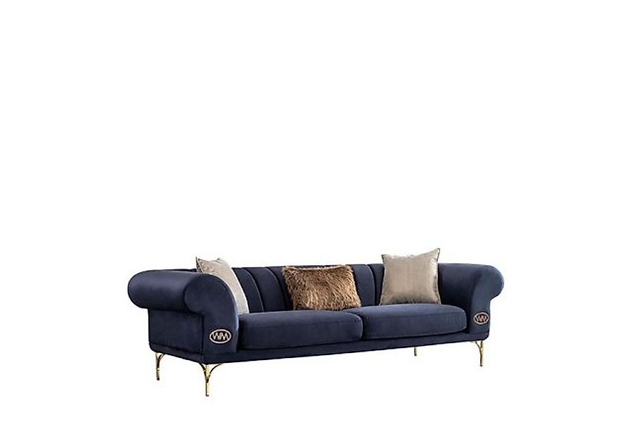 JVmoebel Sofa Blau-Beiges Wohnzimmer Set Luxus Sofagarnitur 3+3+1 Sitzer De günstig online kaufen