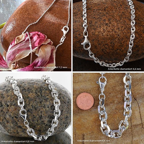 HOPLO Silberkette Ankerkette diamantiert Länge 50cm günstig online kaufen