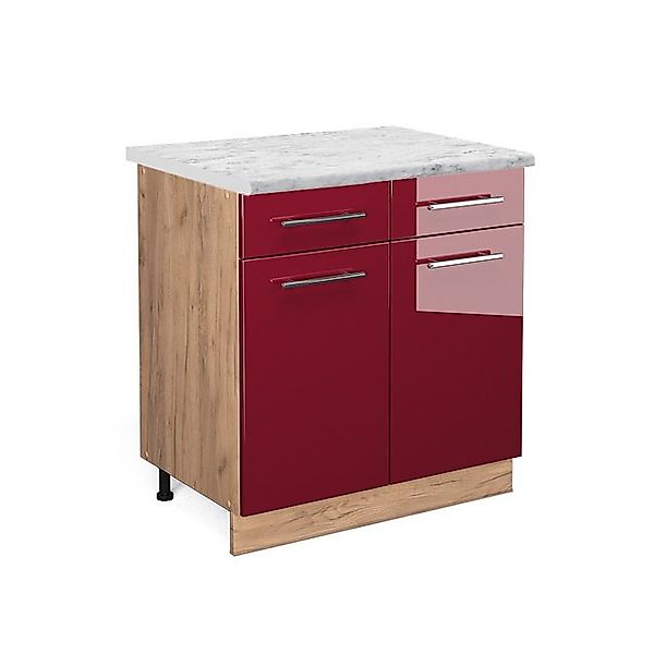 Vicco Küchenunterschrank Fame-Line Bordeaux Hochglanz/Goldkraft Eiche 80 cm günstig online kaufen
