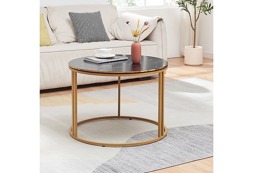 en.casa Couchtisch, Beistelltisch »Aulum« 50 x 70 cm Marmor, Schwarz / Gold günstig online kaufen