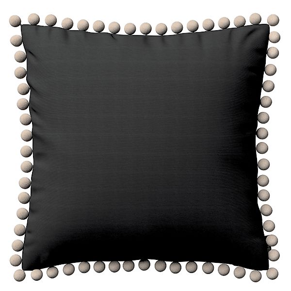 Kissenhülle Wera mit Bommeln, schwarz, 45 x 45 cm, Loneta (133-06) günstig online kaufen