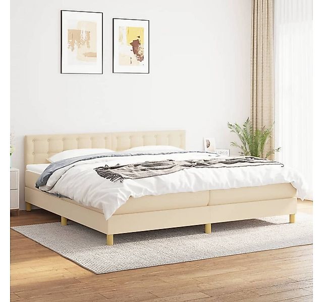 vidaXL Boxspringbett Boxspringbett mit Matratze Creme 200x200 cm Stoff Bett günstig online kaufen