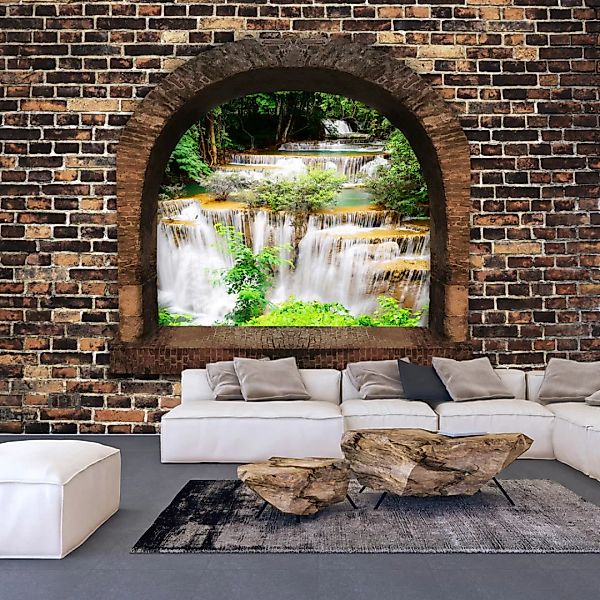 Selbstklebende Fototapete - Stony Window: Waterfalls günstig online kaufen