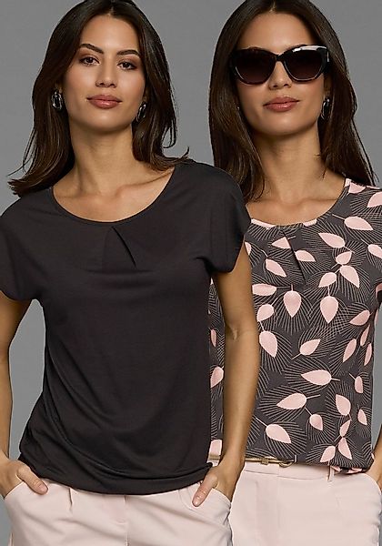 Laura Scott Print-Shirt (Packung, 2-tlg) mit floralem Print günstig online kaufen