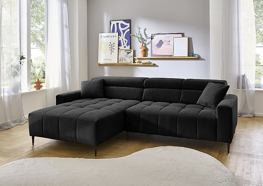 Iwaniccy Wohnlandschaft elektr. Sitztiefenverstellung, Cord schwarz günstig online kaufen