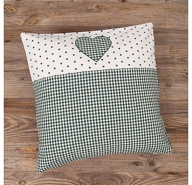 matches21 HOME & HOBBY Kissenbezüge Kissen-Bezug 40x40 cm Herz grün Landhau günstig online kaufen