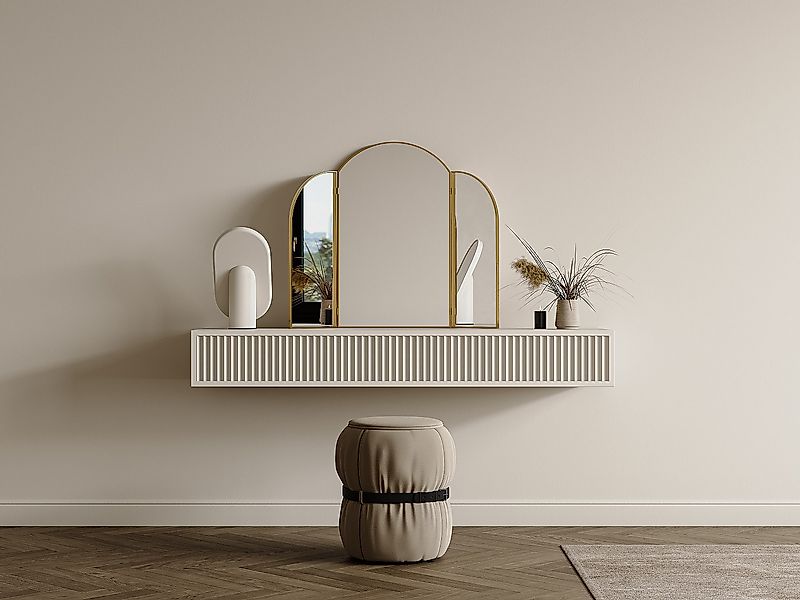 Friseurspiegel - Metall - 85 x 70,5 cm - Goldfarben - QIANA günstig online kaufen