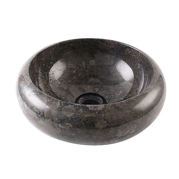 Wohnfreuden Marmor Waschbecken ASBAK 30 cm Schwarz Rund Poliert günstig online kaufen